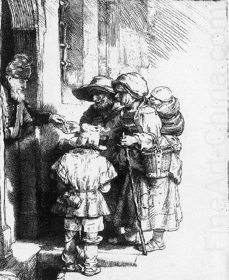 REMBRANDT Harmenszoon van Rijn Beggars receiving alms at the door of a house china oil painting image